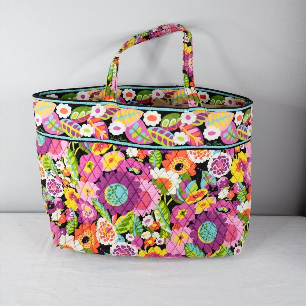 Vera Bradley Tote Bag Large Va Va Bloom Floral Excellent Quilted Cotton - Picture 2 of 7